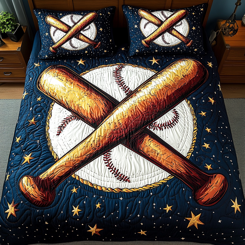 Field of Dreams 3-Piece Quilted Bedding Set NCU0VH357