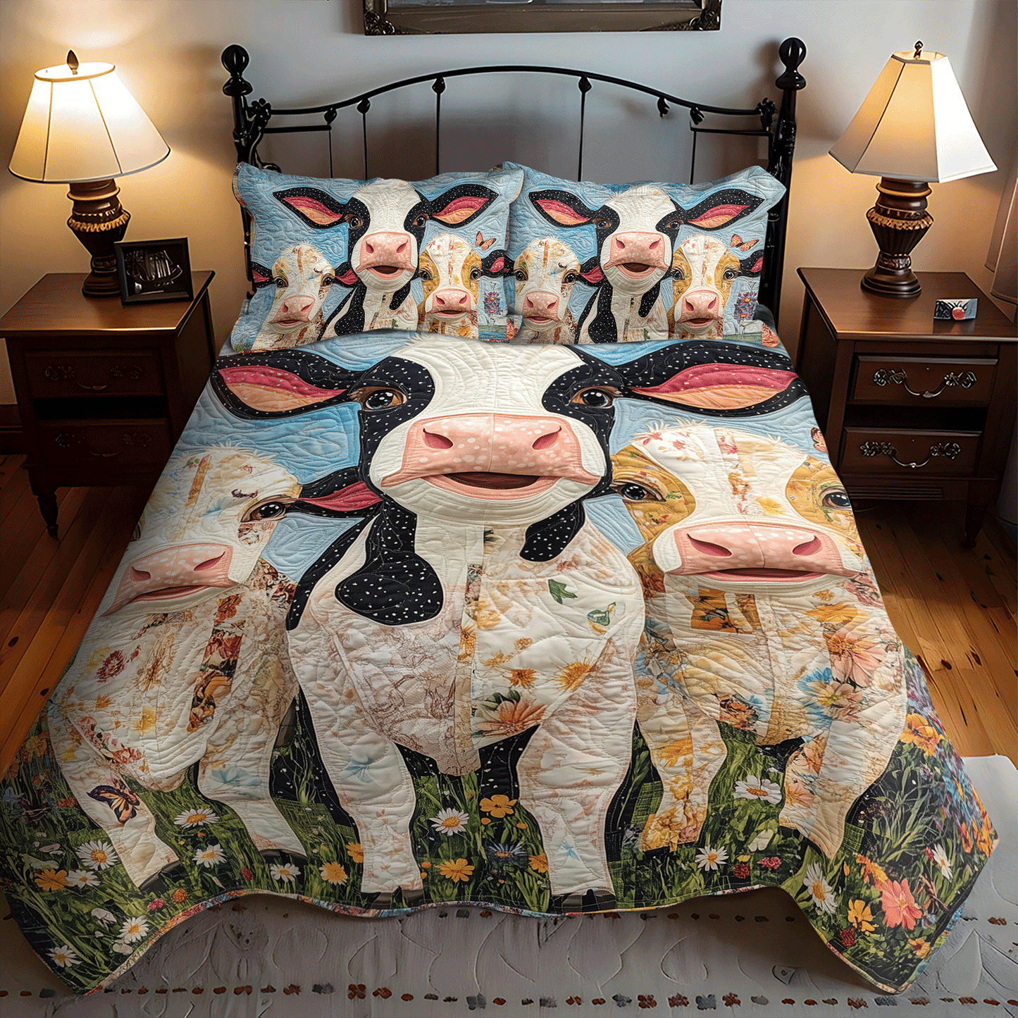 Field of Friends 3-Piece Quilted Bedding Set NCU0TH1376