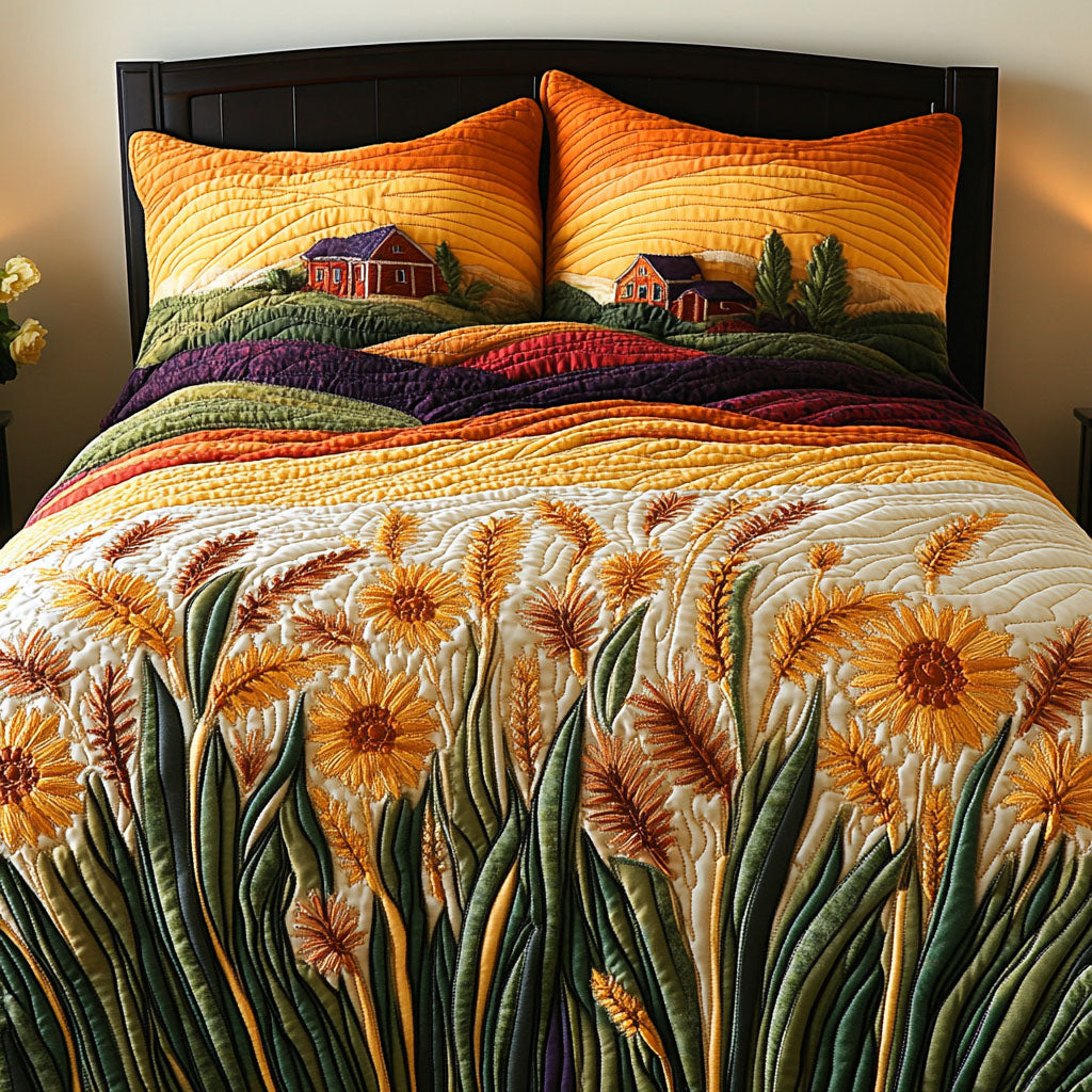 Field of Gold 3-Piece Quilted Bedding Set NCU0PT7333