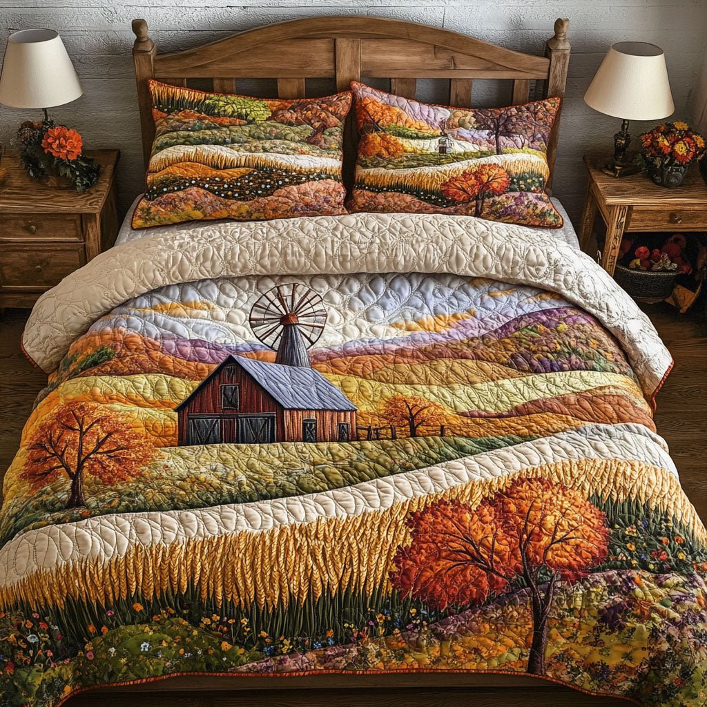 Fields of Amber 3-Piece Quilted Bedding Set NCU0PT7781
