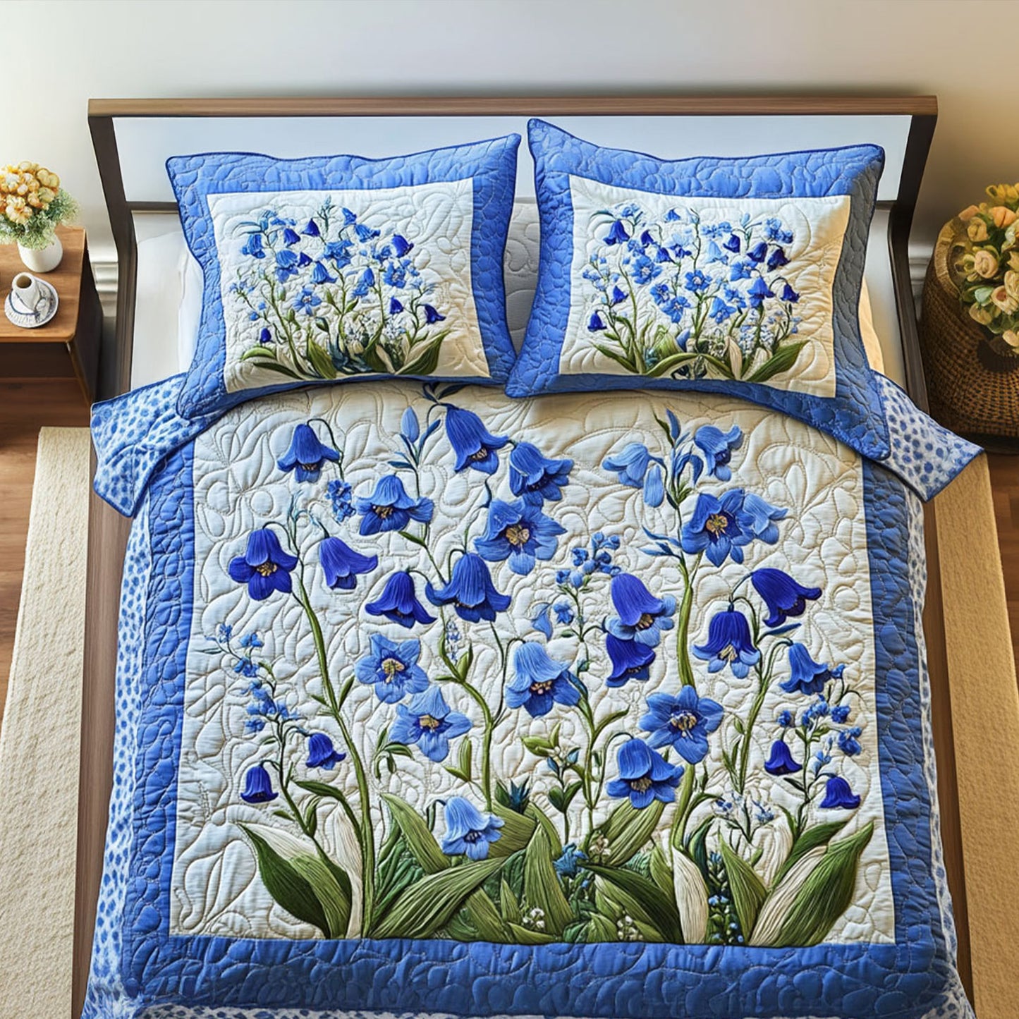Fields of Blue 3-Piece Quilted Bedding Set NCU0PT6440