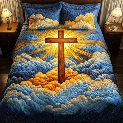 Fields of Faith 3-Piece Quilted Bedding Set NCU0VH1893
