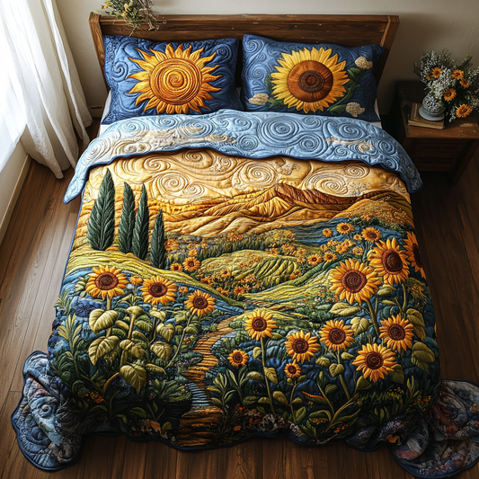 Fields of Gold 3-Piece Quilted Bedding Set NCU0DV2989