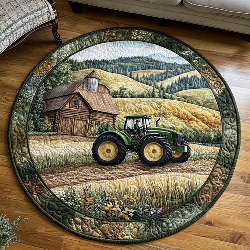 Fields of Green Quilted Round Mat NCU0DV4691
