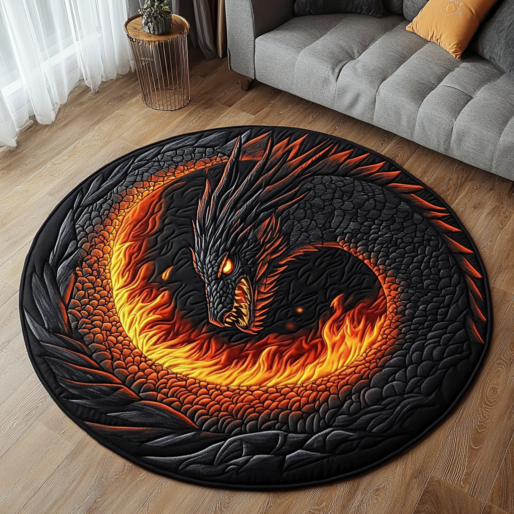 Fierce Dragon Quilted Round Mat NCU0DK7453