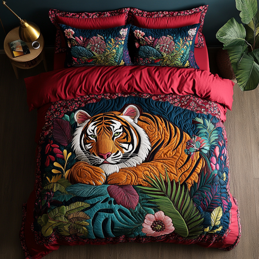 Fierce Tiger 3-Piece Quilted Bedding Set NCU0DK8374