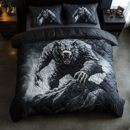 Fierce Werewolf 3-Piece Quilted Bedding Set NCU0DK7929