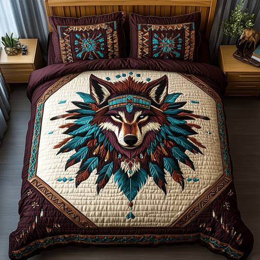 Fierce Wolf 3-Piece Quilted Bedding Set NCU0DK8073