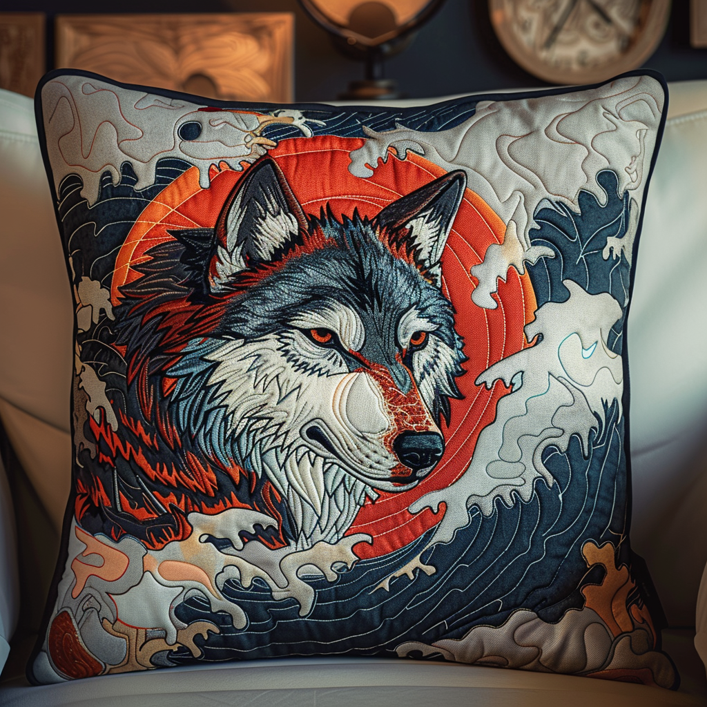 Fiery Wolf Spirit Quilted Pillow Case NCU0NT068