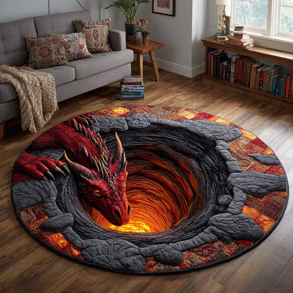 Fiery Dragon Pit Quilted Round Mat NCU0HH1860