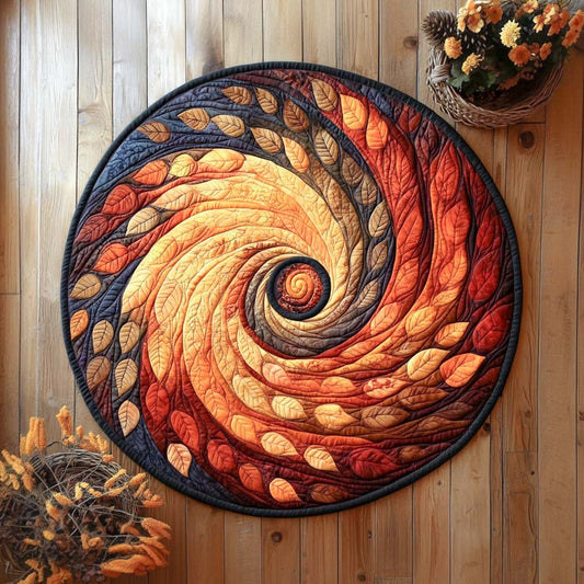 Fiery Leaf Swirl Quilted Round Mat NCU0XD146