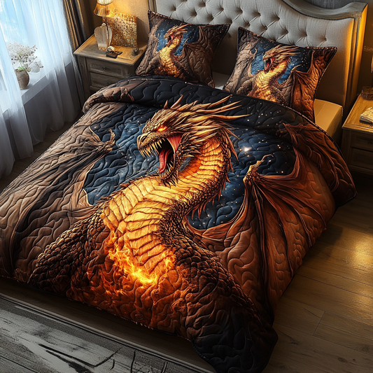 Fiery Majesty 3-Piece Quilted Bedding Set NCU0DV2398