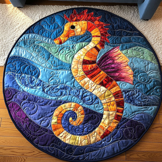Fiery Seahorse Quilted Round Mat NCU0NT4847