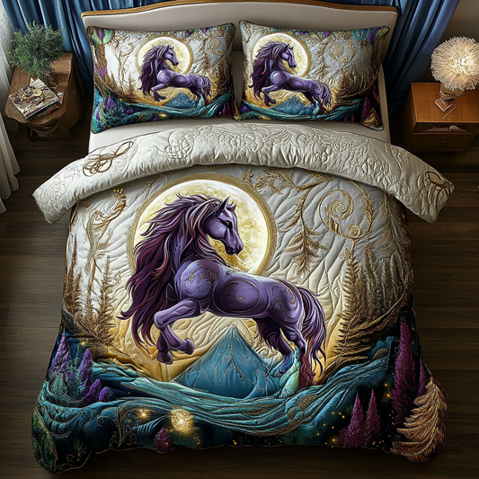 Fiery Stallion 3-Piece Quilted Bedding Set NCU0VH2920