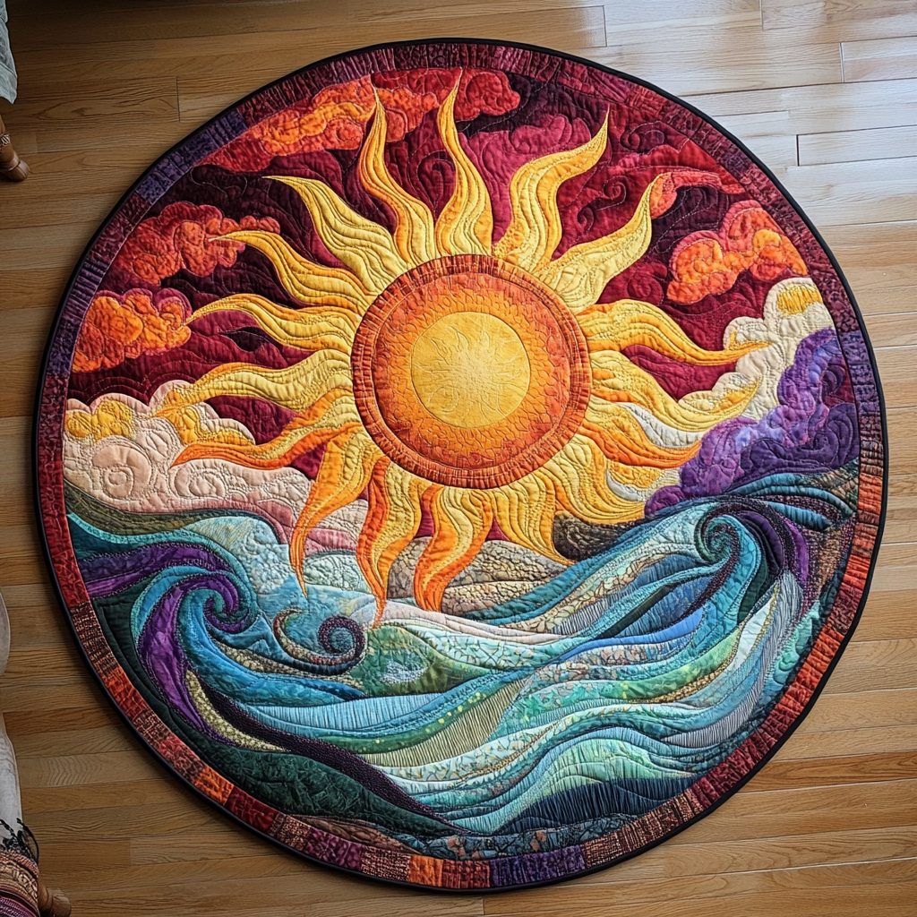 Fiery Sunset Quilted Round Mat NCU0VL1280