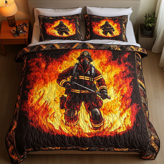 Fire Battle Gear 3-Piece Quilted Bedding Set NCU0NT2953