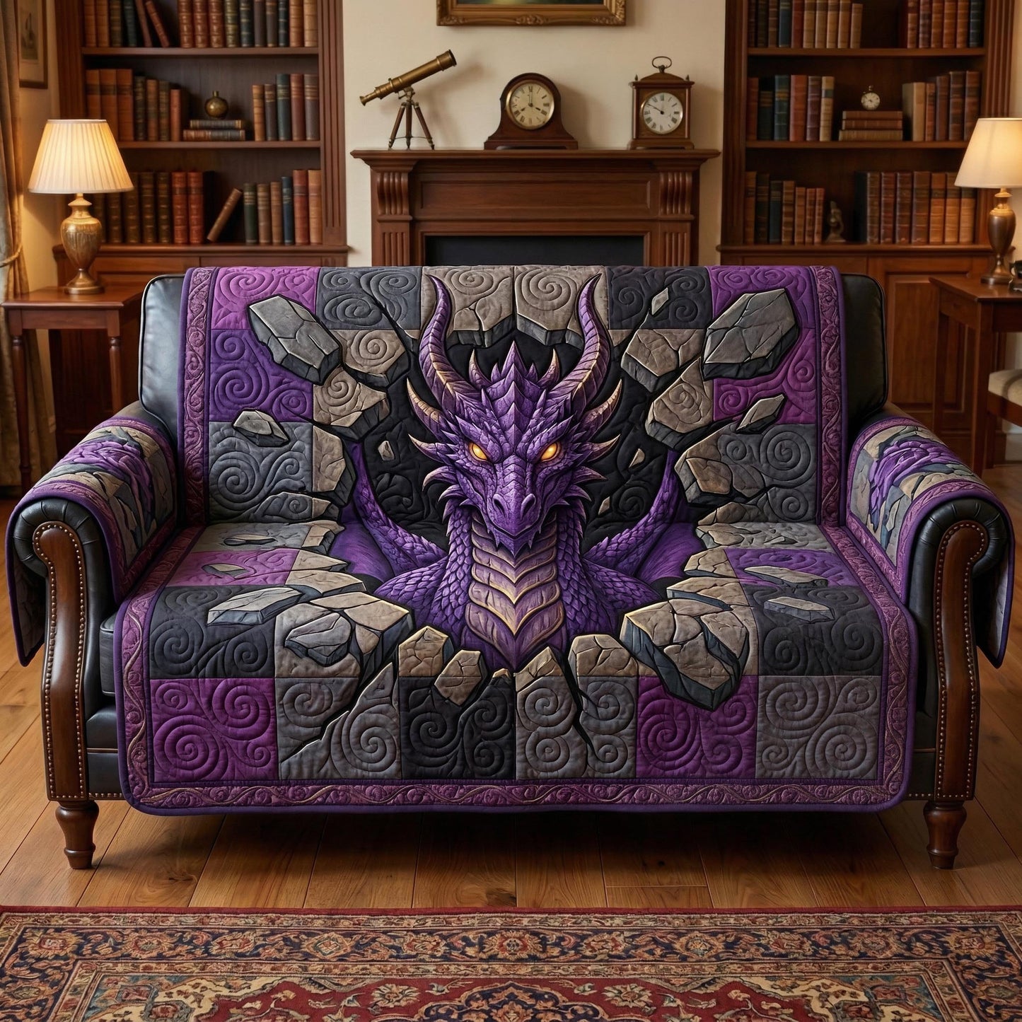 Fire Dragon Quilted Sofa Cover NCU0TD2585
