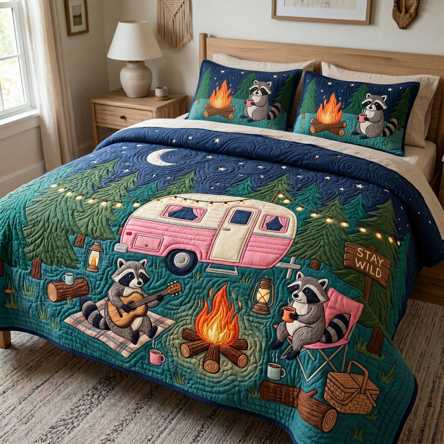 Fire Gathering 3-Piece Quilted Bedding Set NCU0XD2826