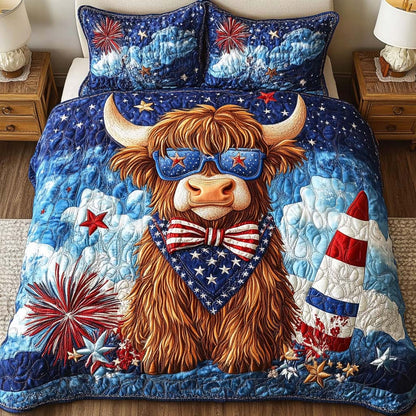 Firecracker Bull 3-Piece Quilted Bedding Set NCU0NT7718
