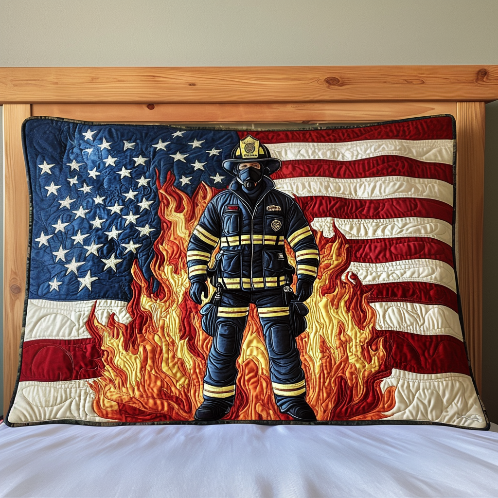 Firefighter Patriot Quilted Bedding Pillow Case NCU0NT5988
