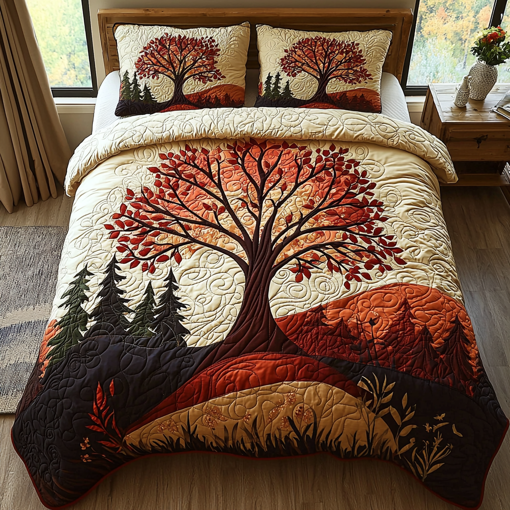 Tree of Life 3-Piece Quilted Bedding Set NCU0VT178