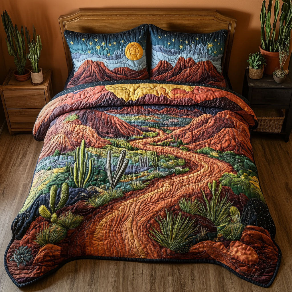 Firelit Valleys 3-Piece Quilted Bedding Set NCU0PT6396