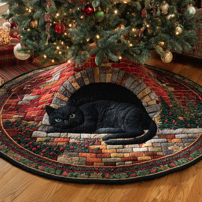Fireplace Cat Den Christmas Quilted Tree Skirt NCU0TV1112