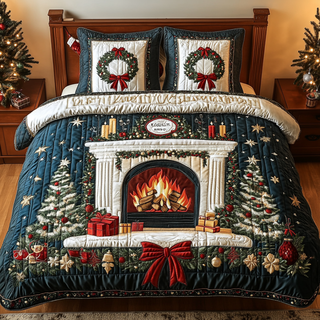 Fireplace Dreams 3-Piece Quilted Bedding Set NCU0DK2520