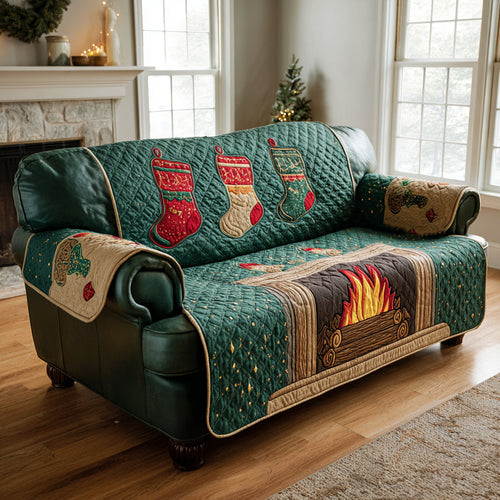 Fireplace Wonderland Quilted Sofa Cover NCU0HH1229