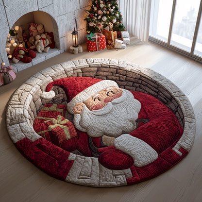 Fireside Santa Claus Deception Quilted Round Mat NCU0HH362