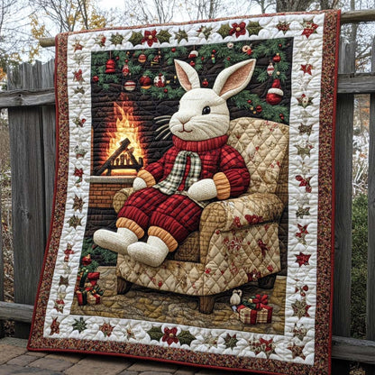 Fireside Bunny Bliss Quilted Blanket NCU0XD309