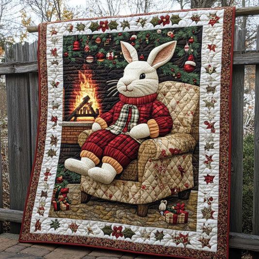 Fireside Bunny Bliss Quilted Blanket NCU0XD309
