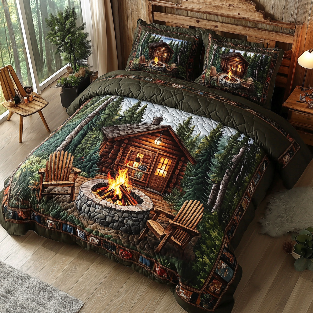 Fireside Escape 3-Piece Quilted Bedding Set NCU0VL2596