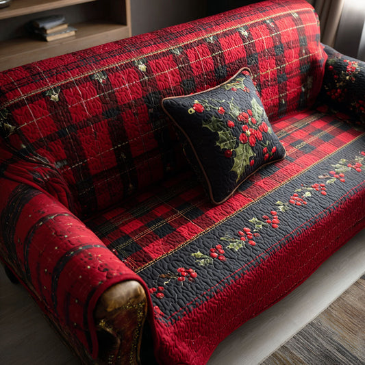 Fireside Flannel Quilted Sofa Cover NCU0PT9771