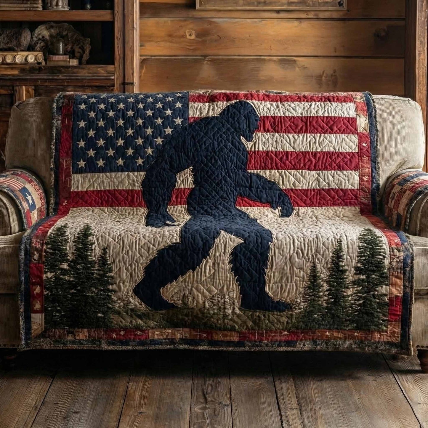 Fireside Giants Quilted Sofa Cover NCU0XD2370