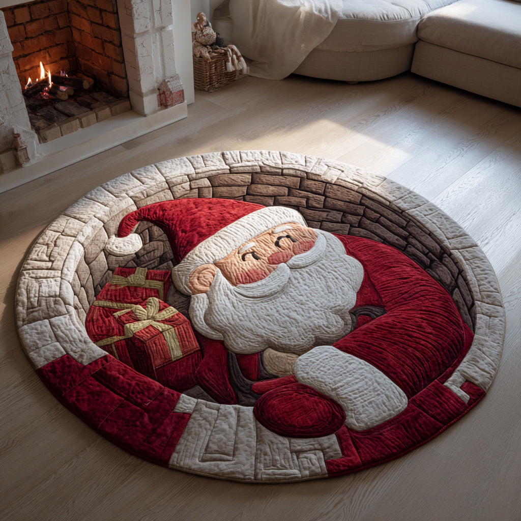 Fireside Santa Claus Deception Quilted Round Mat NCU0HH362