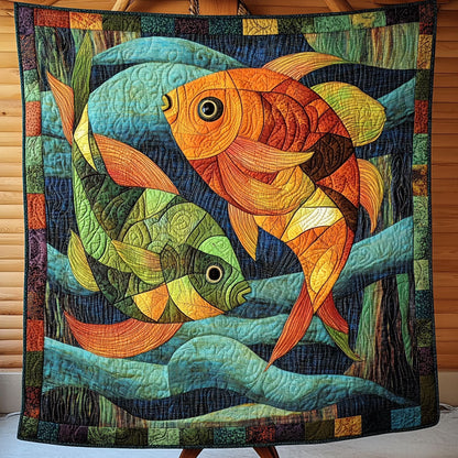 Fish Dance Quilted Blanket NCU0PT5922