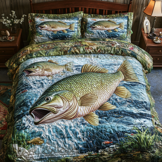 Fish Frenzy 3-Piece Quilted Bedding Set NCU0DK6524