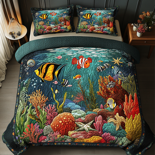 Fish Paradise 3-Piece Quilted Bedding Set NCU0DK5926