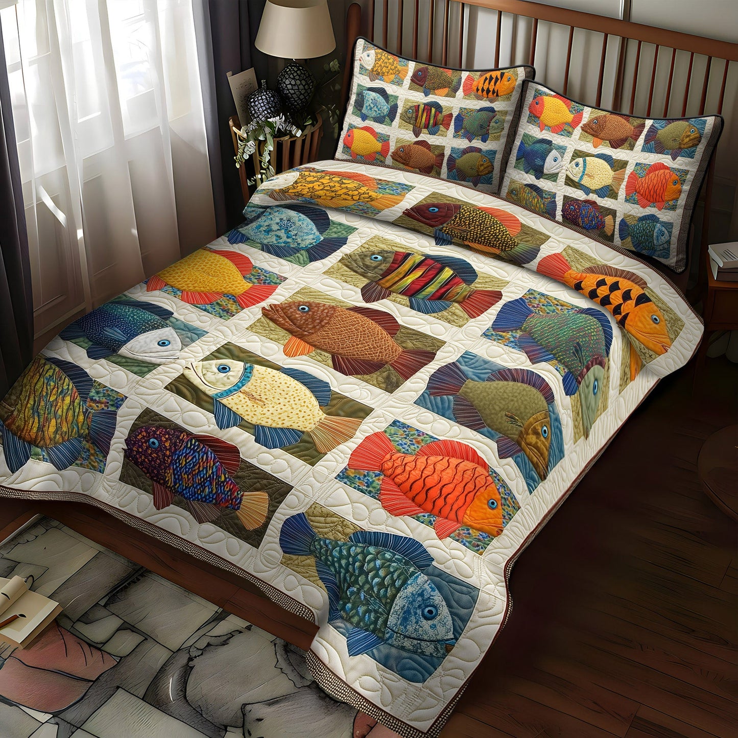 Fishing Daydreams 3-Piece Quilted Bedding Set NCU0PT6948