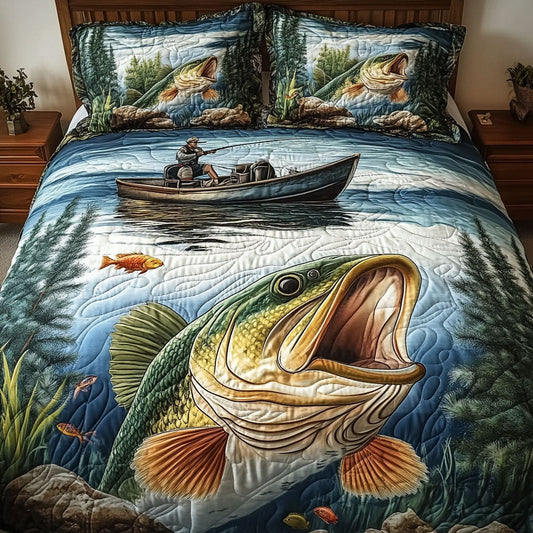 Fishing Dreams 3-Piece Quilted Bedding Set NCU0PT6918
