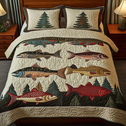 Fishing Dreams 3-Piece Quilted Bedding Set NCU0VH2093