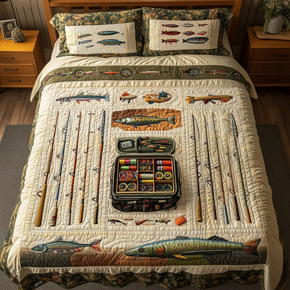 Fishing Expedition 3-Piece Quilted Bedding Set NCU0PT6020
