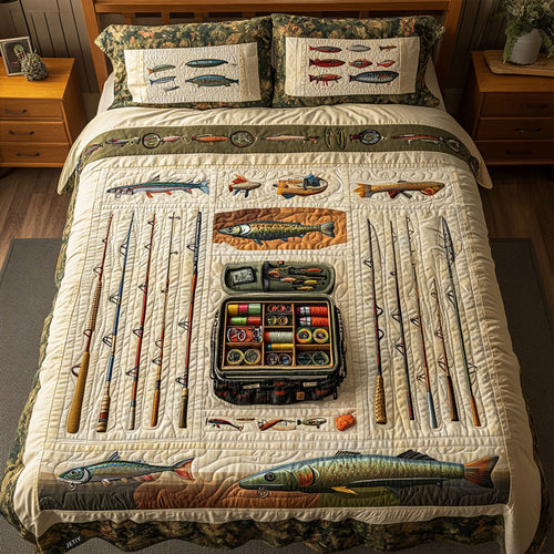 Fishing Expedition 3-Piece Quilted Bedding Set NCU0PT6020