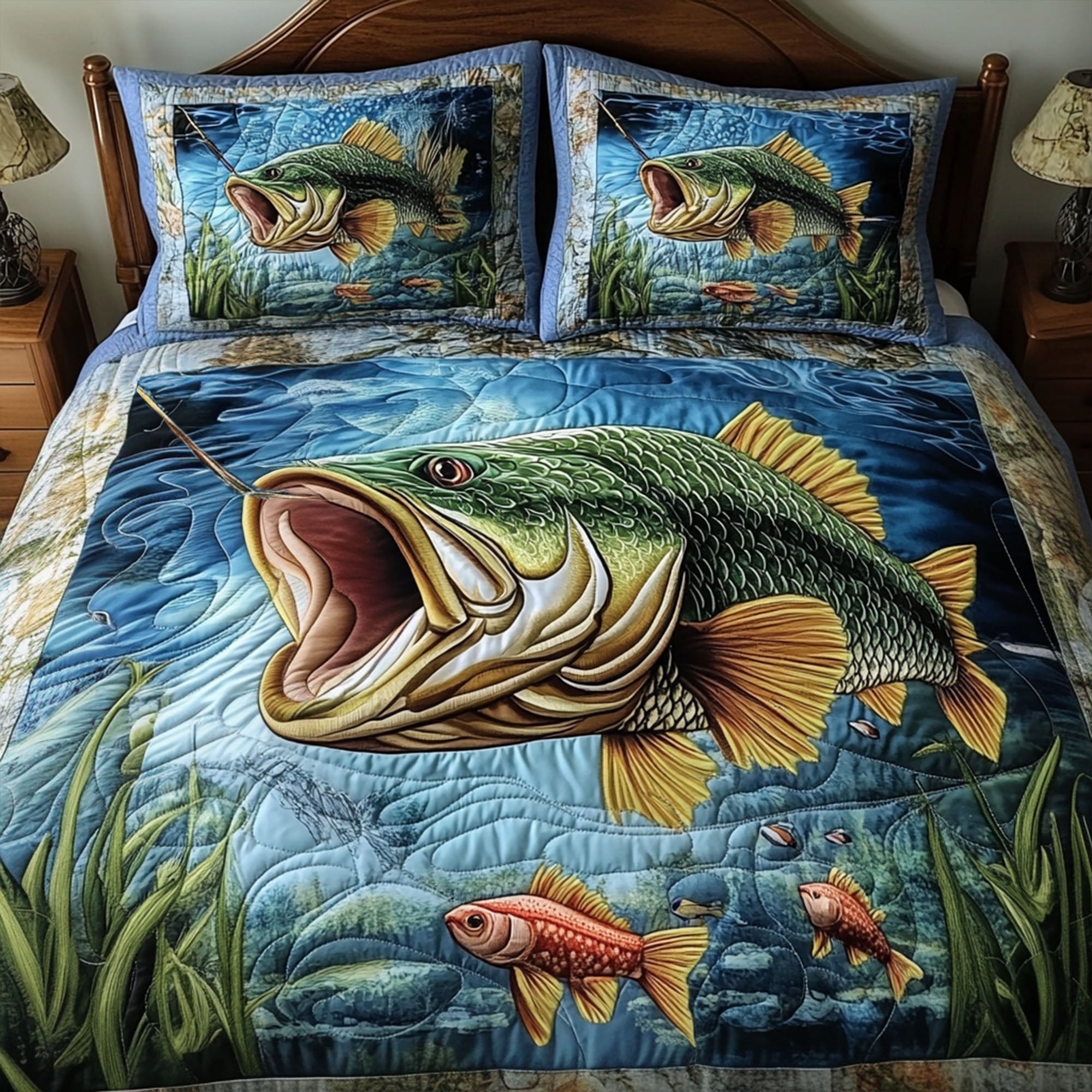 Fishing Glory 3-Piece Quilted Bedding Set NCU0PT6895 – Vantique