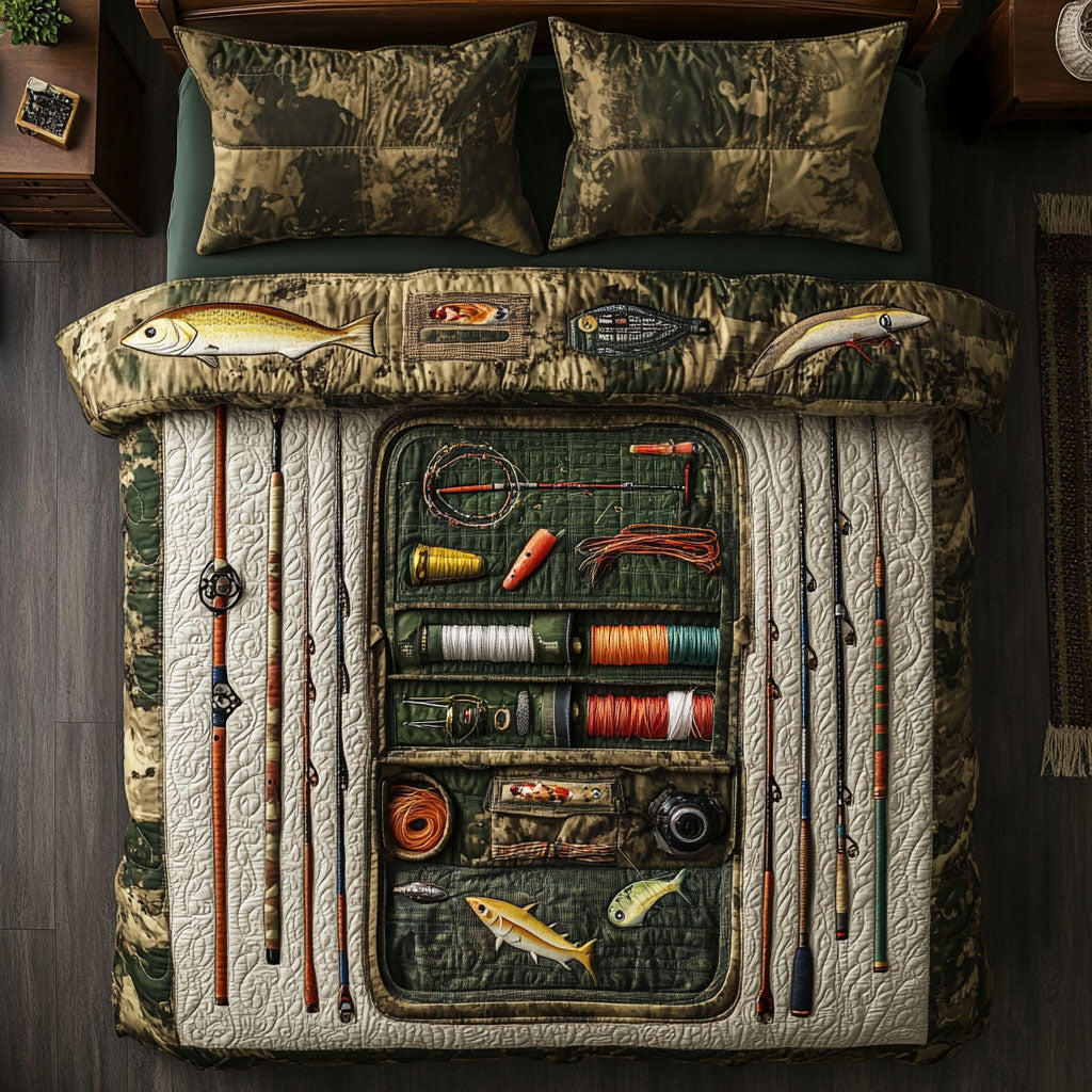 Fishing Legacy 3-Piece Quilted Bedding Set NCU0PT6021