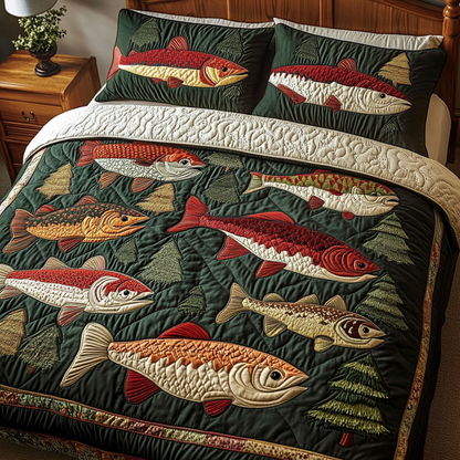 Fishing Spot 3-Piece Quilted Bedding Set NCU0VH2099
