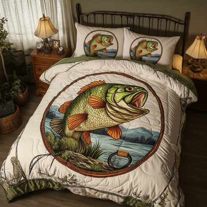Fishing Tale 3-Piece Quilted Bedding Set NCU0VH4492