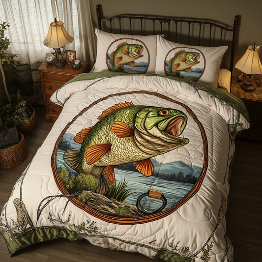 Fishing Tale 3-Piece Quilted Bedding Set NCU0VH4492