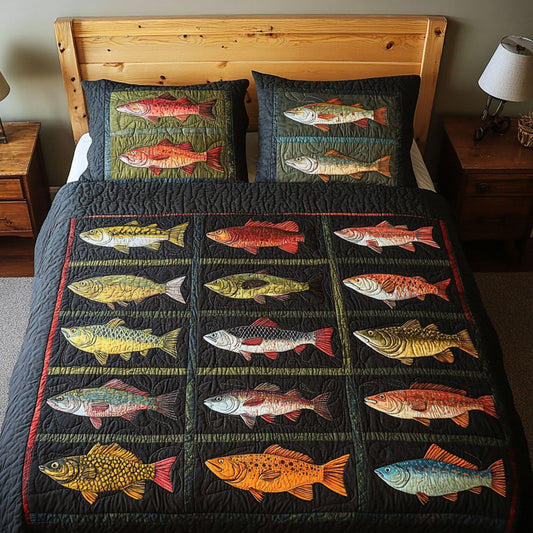 Fishing for Memories 3-Piece Quilted Bedding Set NCU0PT5542